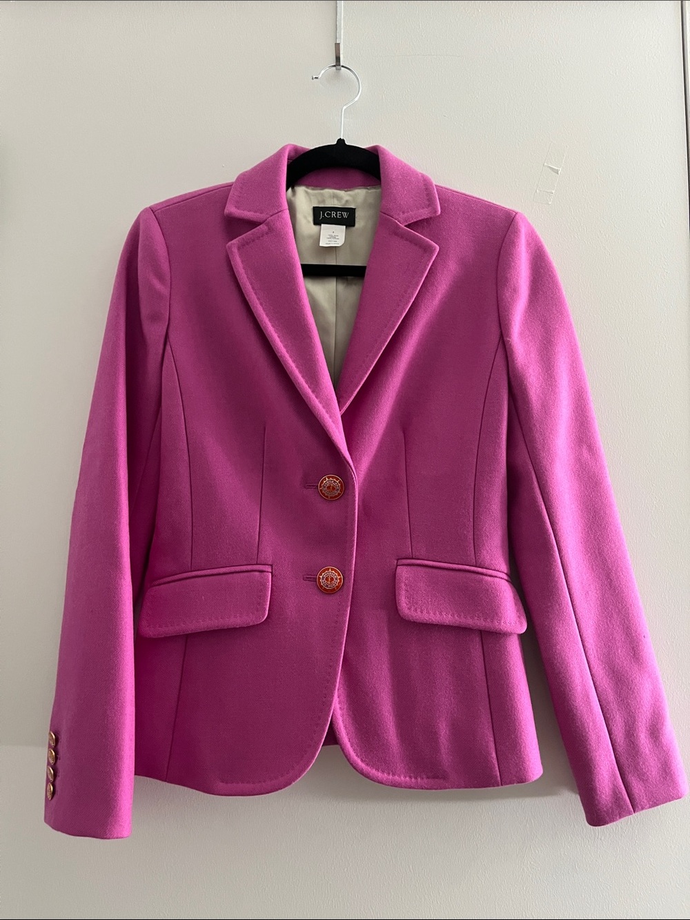 J. Crew Women's Hot Pink Tailored Wool Blazer- size 2 - Picture 1 of 9